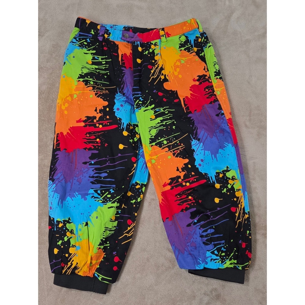 Loudmouth Golf Pants Women's Size 36x23 Paint Splash Splatter Cotton Spandex EUC